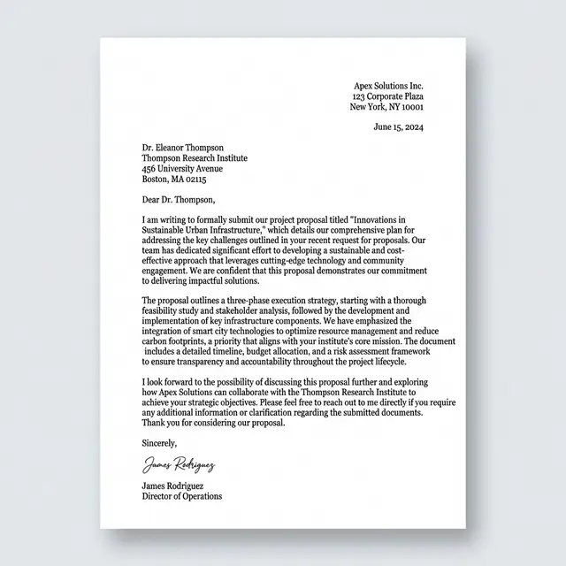 Formal business letter PDF exported from AbWrite